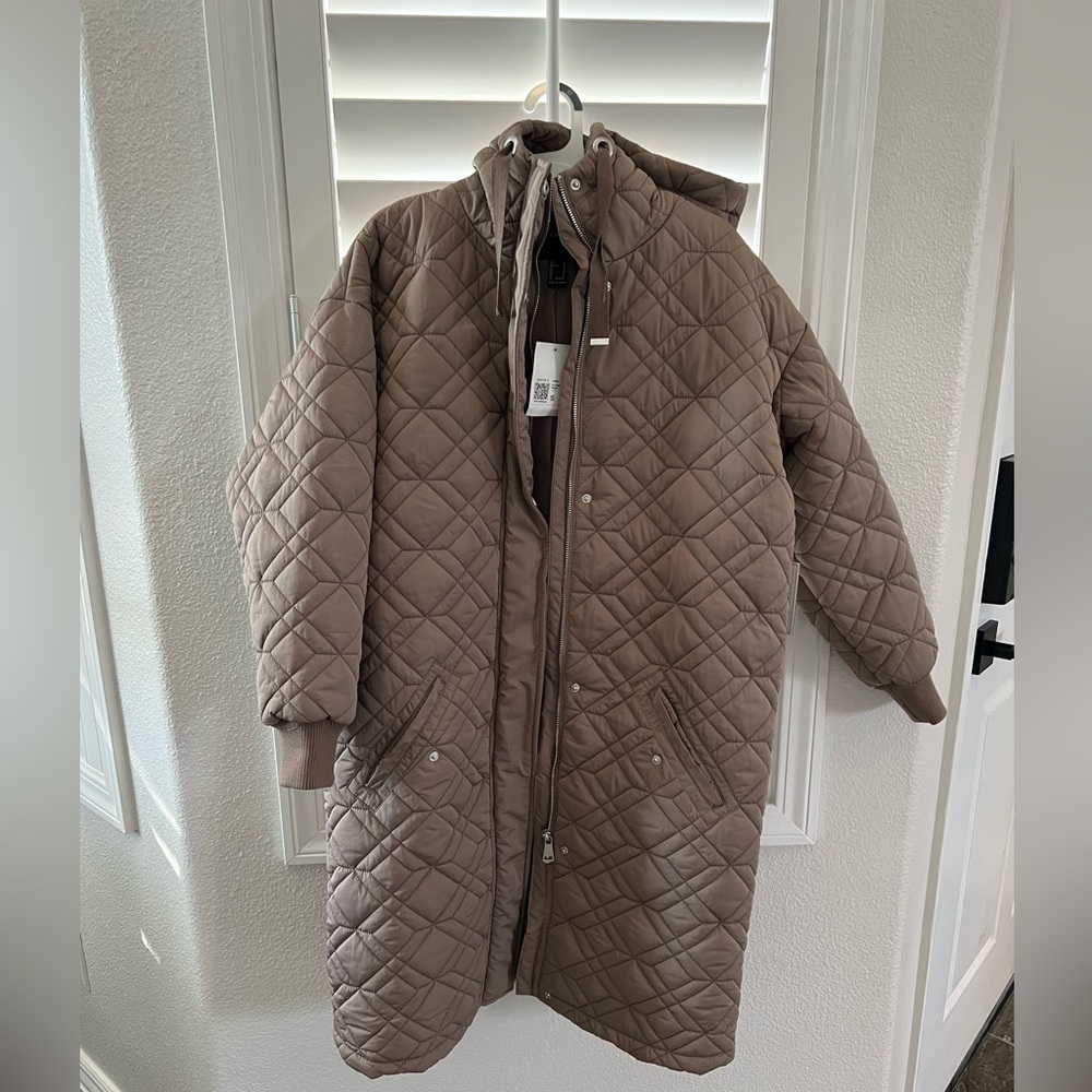 Long puffy coat mauve brown New